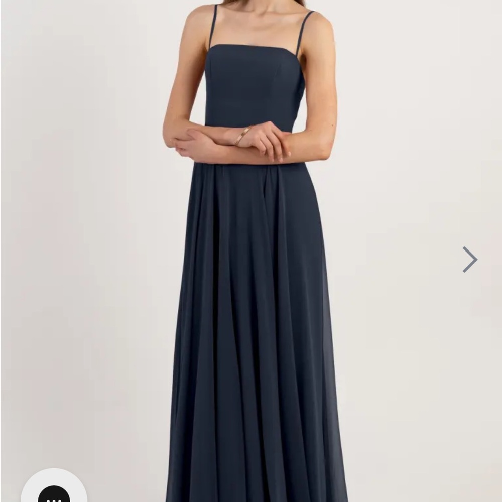 Jenny Yoo New York size 2 Renee Chiffon navy blue bridesmaid dress